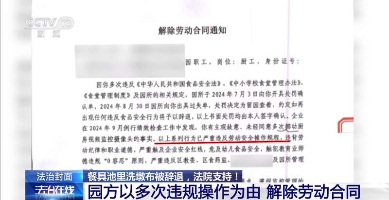 洗墩布被辞退 法院：支持！儿童安全重于一切pg电子免费模拟器一名厨工在幼儿园洗碗池里(图7)